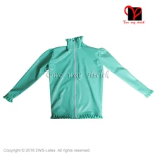 Sexy with frills Latex shirt Long sleeves front zipper Gummi Uniform Rubber Top clothes clothing plus size SY-067
Sexy with frills Latex shirt Long sleeves front zipper Gummi Uniform Rubber Top clothes clothing plus size SY-067