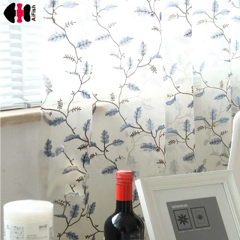 Blue Leaves Pattern Drape curtains for doorways Tulle embroidered Customize organza Tulle for window fabric voile Kitchen WP203B
Blue Leaves Pattern Drape curtains for doorways Tulle embroidered Customize organza Tulle for window fabric voile Kitchen WP203B