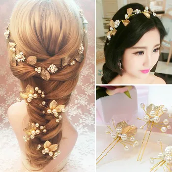 TREAZY Bridal Wedding Jewelry Crystal Pearl Gold Color Leaf Hairpins & Headband Handmade Bridesmaid Bridal Hair Accessories
TREAZY Bridal Wedding Jewelry Crystal Pearl Gold Color Leaf Hairpins & Headband Handmade Bridesmaid Bridal Hair Accessories