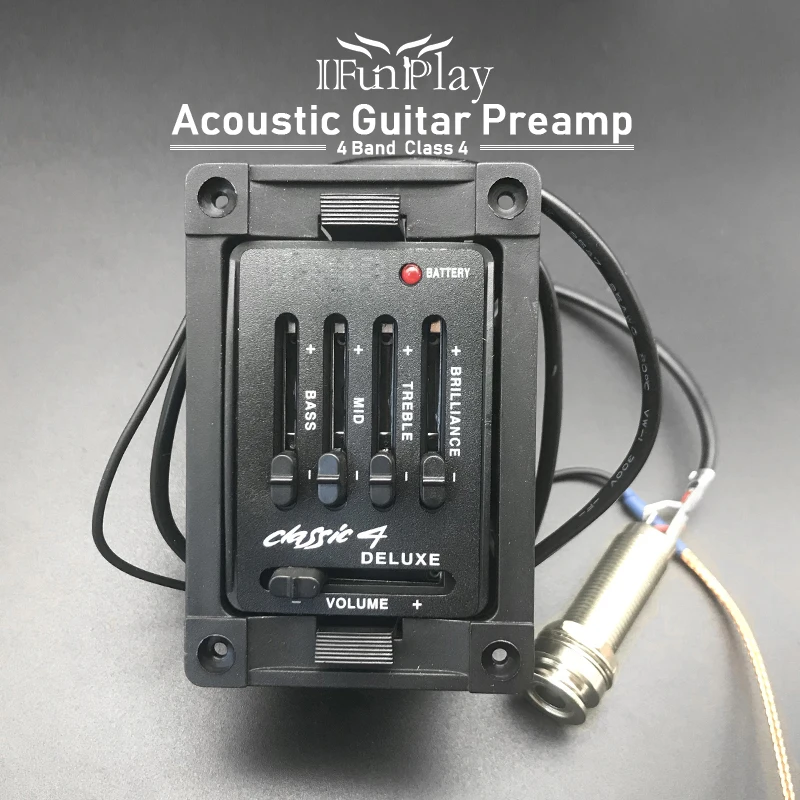 4 Band Deluxe Acoustic Guitar Preamp Guitar EQ Equalizer Piezo Pickup for Classical Acoustic Guitarra
4 Band Deluxe Acoustic Guitar Preamp Guitar EQ Equalizer Piezo Pickup for Classical Acoustic Guitarra