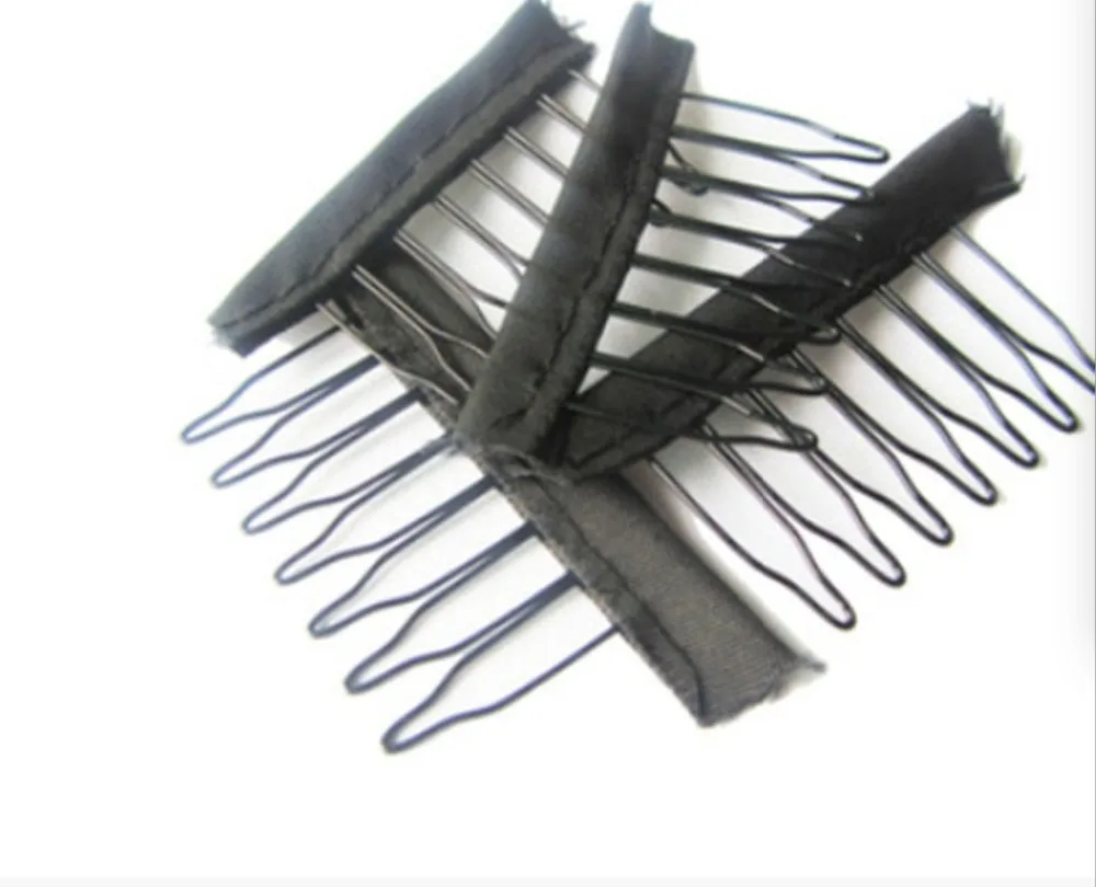 30 Pcs Black 7 Teeth Shape Snap Metal Clips For Hair Extensions Weft Clip-on Wig hairgrips for lace wig | Шиньоны и парики