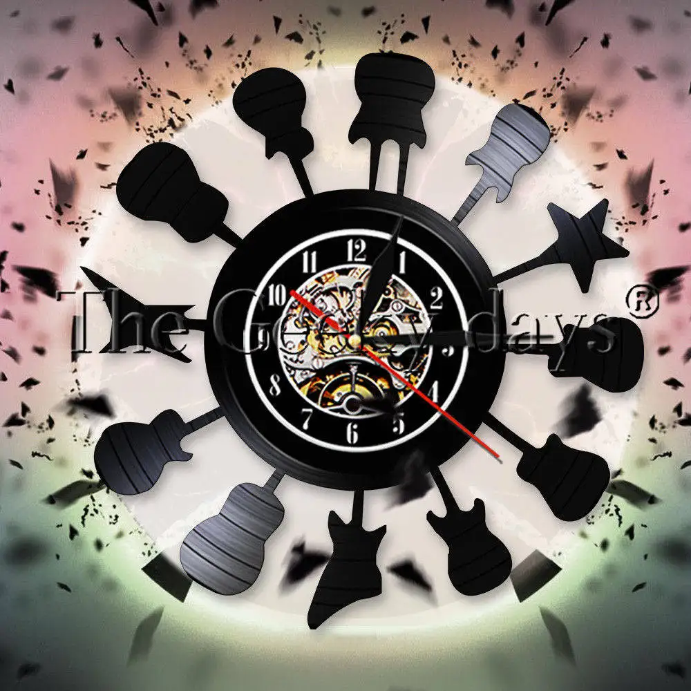 Different Music Instrument Guitar Kit Theme Vinyl Record Wall Clock Modern Design Wall Watch For Guitar Music Collector Gift
Different Music Instrument Guitar Kit Theme Vinyl Record Wall Clock Modern Design Wall Watch For Guitar Music Collector Gift