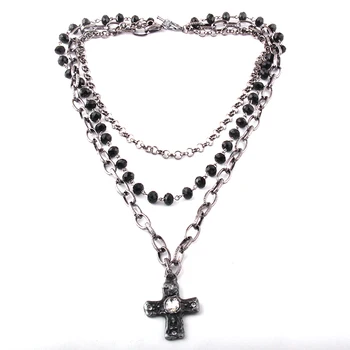 MOODPC Fashion Bohemian Tribal Jewelry 3 Layer Multiple Black Glass Crystal Rosary Link & Chain Cross Pendant Necklaces
MOODPC Fashion Bohemian Tribal Jewelry 3 Layer Multiple Black Glass Crystal Rosary Link & Chain Cross Pendant Necklaces