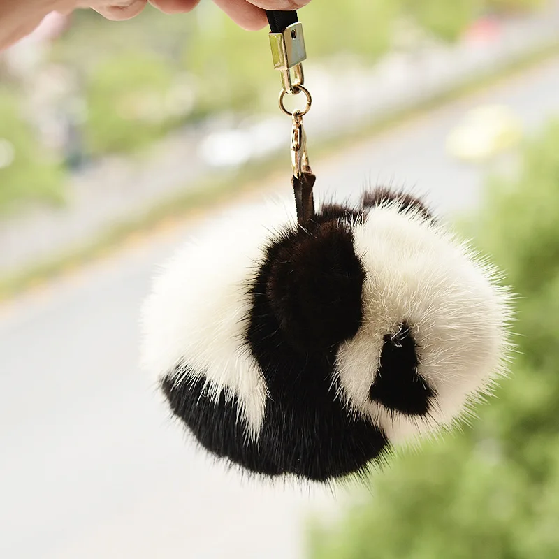

Pompon Panda Plush Keychains Cute Mink Hair Panda Pom Pom Pendent Keyring Car Bag Accessories Animal plush Toys Lovely Gift