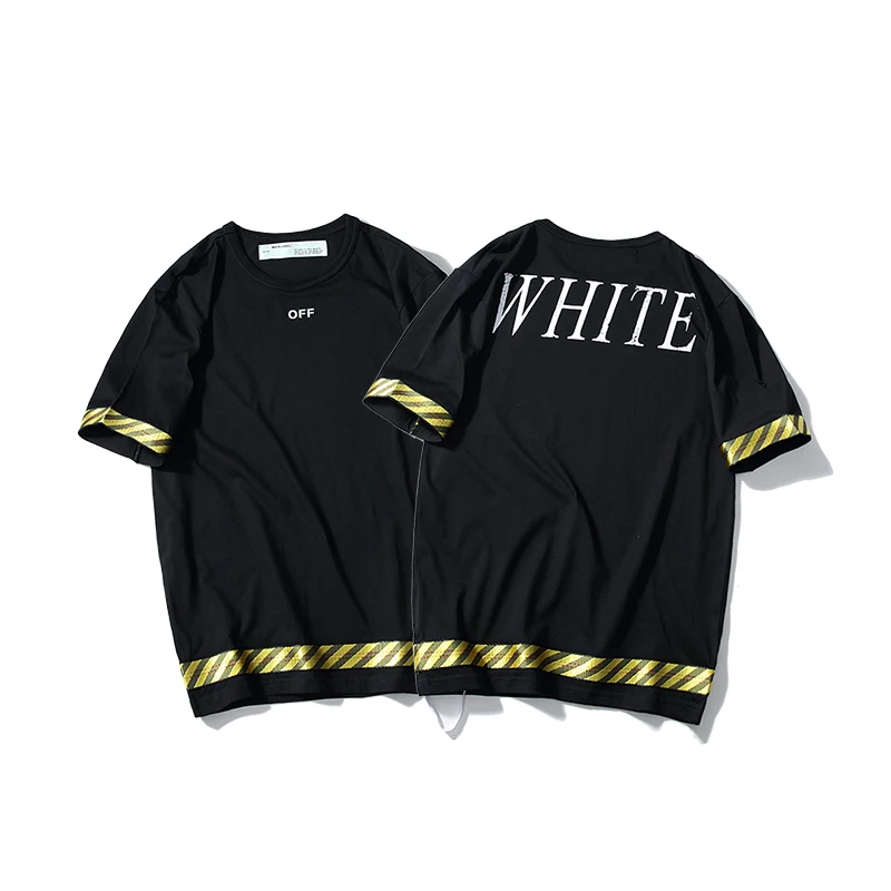 19ss Off-White OW Golden oblique stripe Men/Women Couple Lovers models Cotton Fashion Casual Short sleeve Round neck T-shirt
19ss Off-White OW Golden oblique stripe Men/Women Couple Lovers models Cotton Fashion Casual Short sleeve Round neck T-shirt