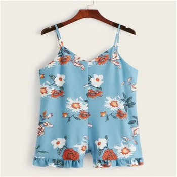 Women Rompers Chic Holiday Sleeveless 2019 New Ladies Summer Beach Fashion Tops and Shorts Floral Print Sweet One Piece Blue
Women Rompers Chic Holiday Sleeveless 2019 New Ladies Summer Beach Fashion Tops and Shorts Floral Print Sweet One Piece Blue