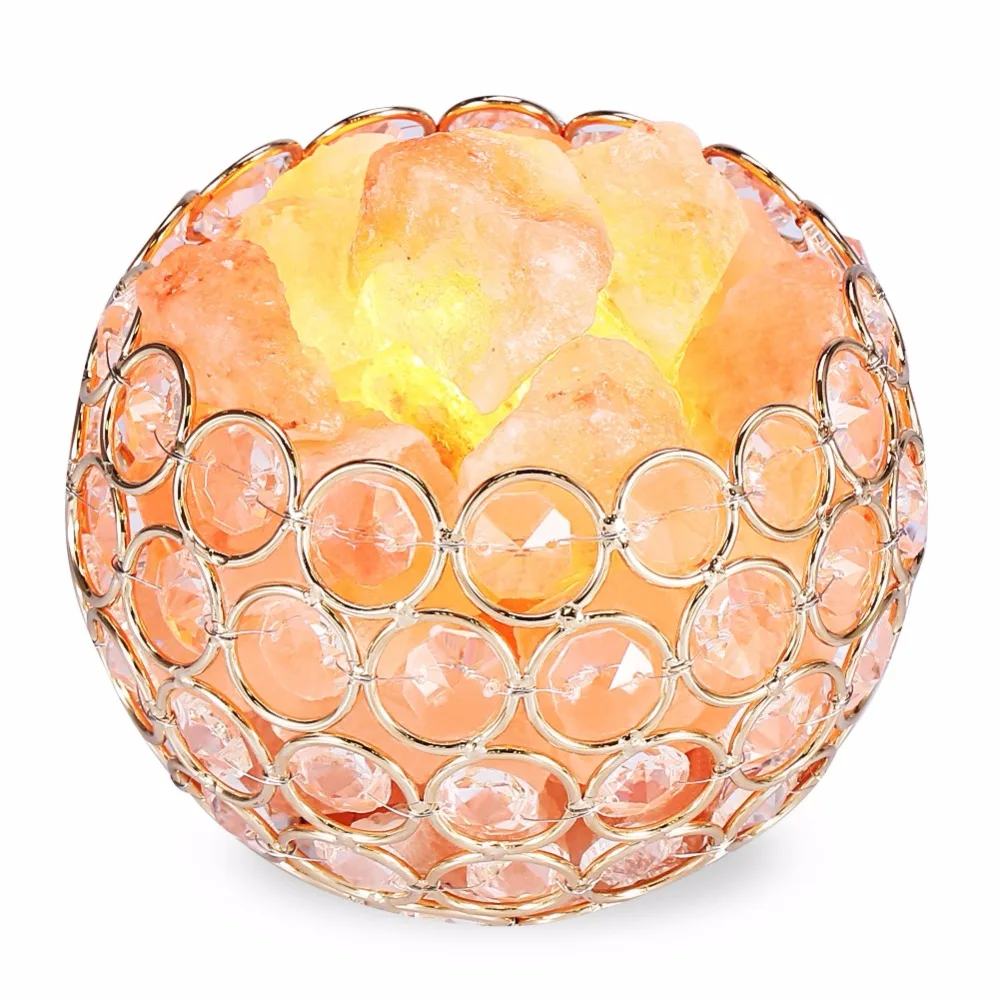 Lámpara de sal del Himalaya Cristal Rosa Natural para la noche