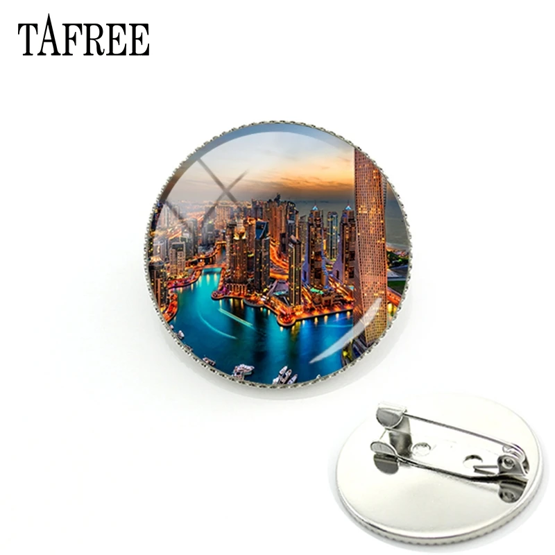 TAFREE Beautiful Dubai's Night Scene Art Brooch Pins Bustling City Glass Cabochon Dome Badges Jewelry For Friendship Gift FA677
TAFREE Beautiful Dubai's Night Scene Art Brooch Pins Bustling City Glass Cabochon Dome Badges Jewelry For Friendship Gift FA677