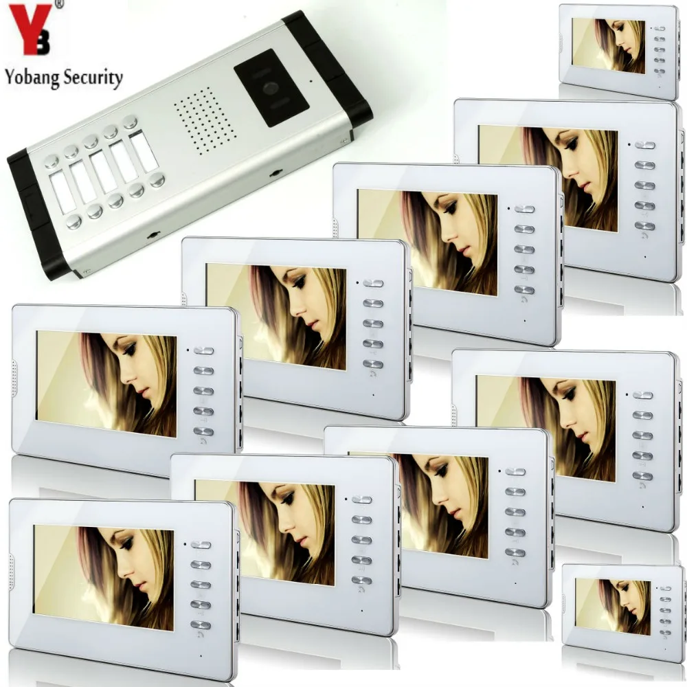 Yobang Security 7''Inch TFT LCD Wired Video Intercom Access Entry Camera DoorBell 10 Monitors Multi- Apartments/Family/Home
Yobang Security 7''Inch TFT LCD Wired Video Intercom Access Entry Camera DoorBell 10 Monitors Multi- Apartments/Family/Home