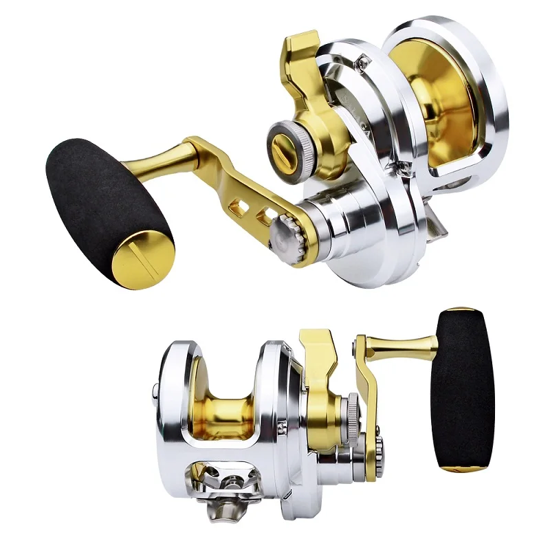 1pc 8+1BB Jigging Reels (Left/Right-Hand) Trolling Reels 5.7:1 Aluminum Blue/Gold Color CNC Machined Seawater Fishing Reels
1pc 8+1BB Jigging Reels (Left/Right-Hand) Trolling Reels 5.7:1 Aluminum Blue/Gold Color CNC Machined Seawater Fishing Reels