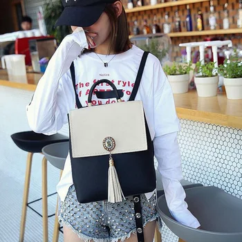 Contrast Tassel Pu Backpack Multi-Function Big Bag Simple Fashion One-Shoulder Dual-Use Bag Casual Wild Backpack
Contrast Tassel Pu Backpack Multi-Function Big Bag Simple Fashion One-Shoulder Dual-Use Bag Casual Wild Backpack