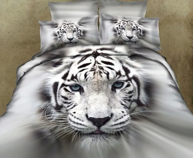 3D White Tiger Bedding sets 100% Cotton bed sheets Queen size Full quilt duvet cover bed in a bag spread bedspread 4PCS/Set/Lot
3D White Tiger Bedding sets 100% Cotton bed sheets Queen size Full quilt duvet cover bed in a bag spread bedspread 4PCS/Set/Lot