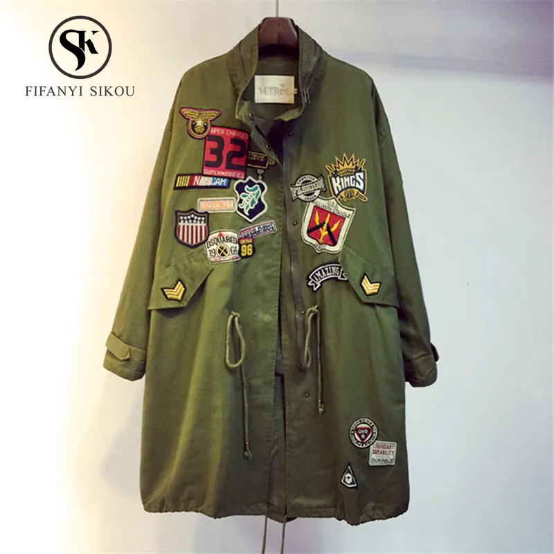 Trench coat for women Fashion Embroidery Casual Korean Windbreaker coat Loose Plus size Long Trench Female Streetwear Outerwear
Trench coat for women Fashion Embroidery Casual Korean Windbreaker coat Loose Plus size Long Trench Female Streetwear Outerwear