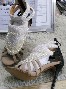 High Quality Women Fashion Open Toe Pearl Design High Heel Sandals Rhinestone Ankle Wrap Sandals Dress Shoes Real Photos
High Quality Women Fashion Open Toe Pearl Design High Heel Sandals Rhinestone Ankle Wrap Sandals Dress Shoes Real Photos