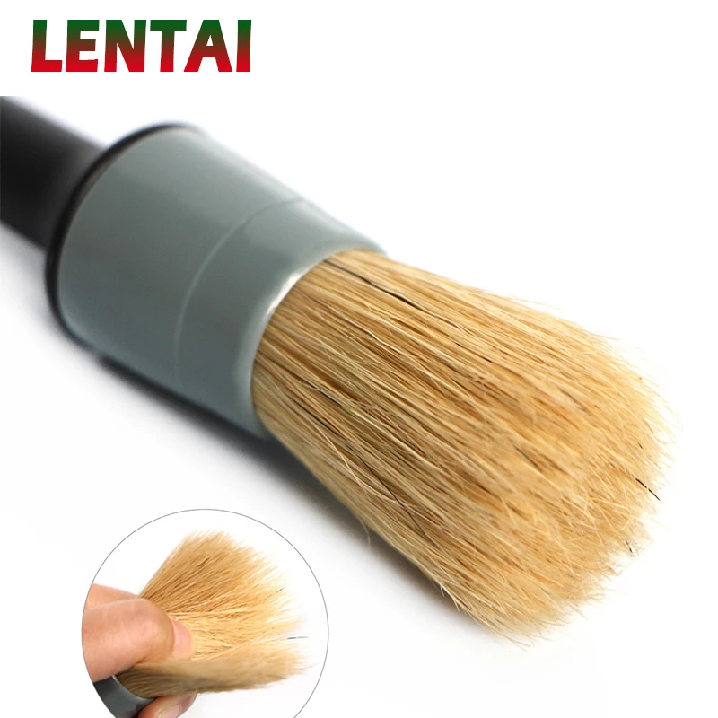 Фото LENTAI 1 комплект автохимия щетка натуральных волос кабана щетки для чистки