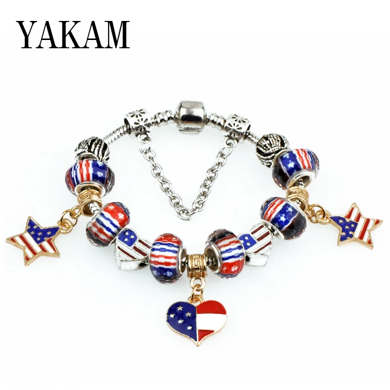 Blue Red Glaze Stars And Stripes USA Flag Star Beads Fit Original Brand Charms Bracelet Heart Pendant Women Jewelry DIY Berloque
Blue Red Glaze Stars And Stripes USA Flag Star Beads Fit Original Brand Charms Bracelet Heart Pendant Women Jewelry DIY Berloque
