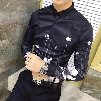 Bursting large code shirt Korean flower design digital print men long sleeved shirt 1536-P55 black
Bursting large code shirt Korean flower design digital print men long sleeved shirt 1536-P55 black