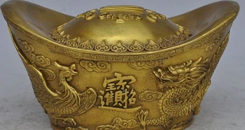 8"china fengshui brass dragon beast phoenix bird yuanbao ingot statue Piggy bank
8"china fengshui brass dragon beast phoenix bird yuanbao ingot statue Piggy bank