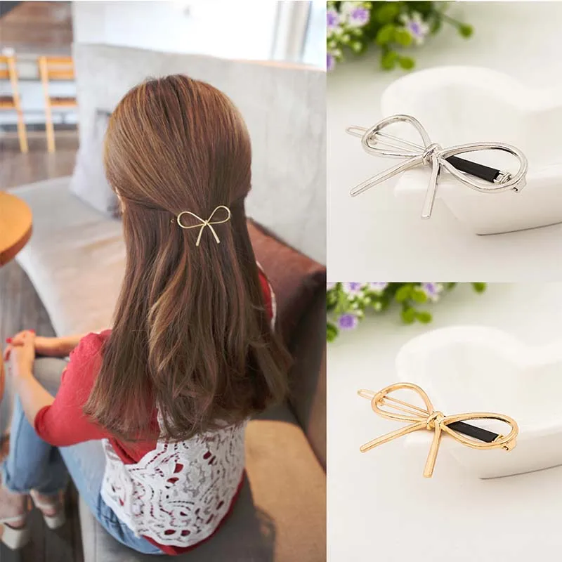 New Arrival Elegant Women Hair Clips Korean Simple Design Golden Silver Hollow Bowkbot Metal Hairpin Delicate Hair Accessories
New Arrival Elegant Women Hair Clips Korean Simple Design Golden Silver Hollow Bowkbot Metal Hairpin Delicate Hair Accessories