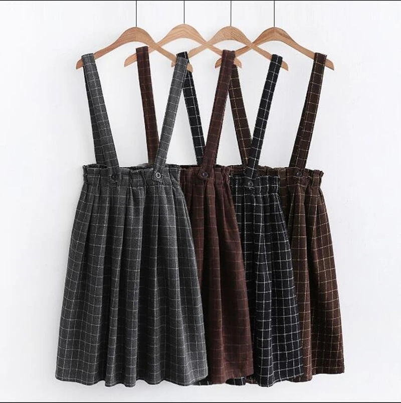 Japanese Style School Girl Winter Woolen Plaid Suspender Skirt Elastic Waist COFFEE/GREY
Japanese Style School Girl Winter Woolen Plaid Suspender Skirt Elastic Waist COFFEE/GREY