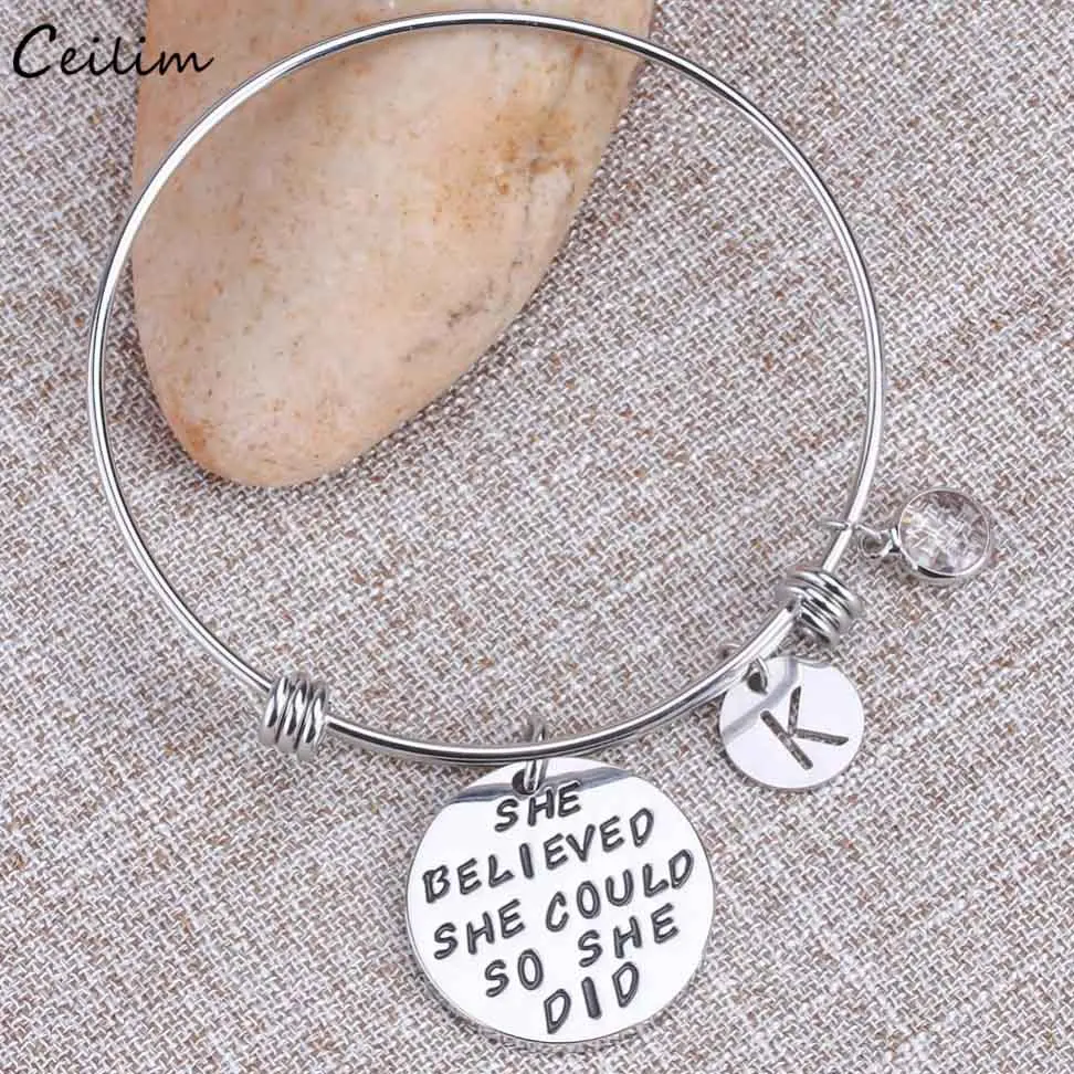 Fashion Stainless Steel Expendable Wire Bangle for Women 26 Letter Initial Engraved Round Charms Bracelets Inspirational Jewelry
Fashion Stainless Steel Expendable Wire Bangle for Women 26 Letter Initial Engraved Round Charms Bracelets Inspirational Jewelry