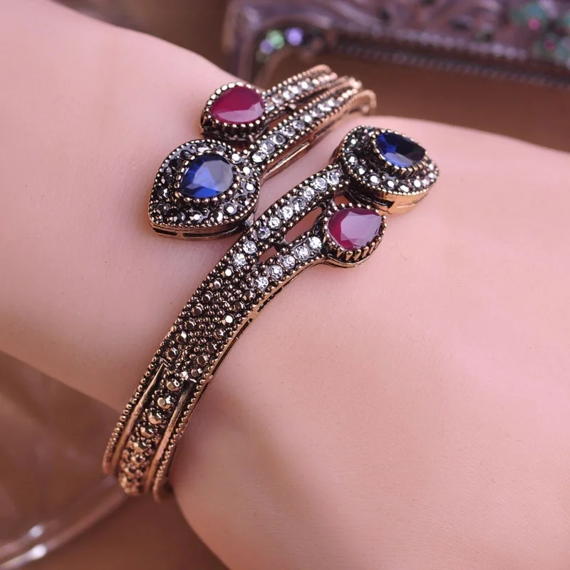 Vintage Green Branch Flower Bangles Antique Gold Red Water Drop Resin Women Bangle Bracelets Hand Crystal Turkish Jewelry
Vintage Green Branch Flower Bangles Antique Gold Red Water Drop Resin Women Bangle Bracelets Hand Crystal Turkish Jewelry