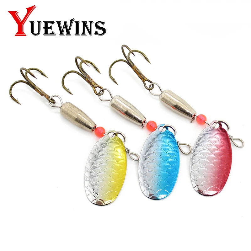 

YUEWINS 1Pcs Spinner Spoon Metal Fishing Lures Rotating 6cm 4.1g Sequins Baits Crankbait Artificial Carp Pesca Hooks Peche TP155