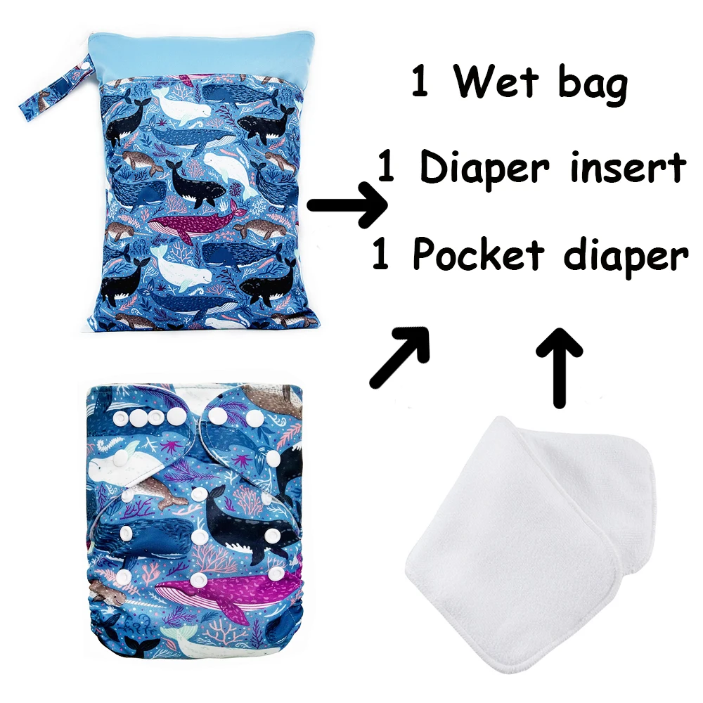 Goodbum Package Including A Wet Bag + A Pocket Diaper + A Diaper Insert Affordable Whale Pattern 3-15kg
Goodbum Package Including A Wet Bag + A Pocket Diaper + A Diaper Insert Affordable Whale Pattern 3-15kg