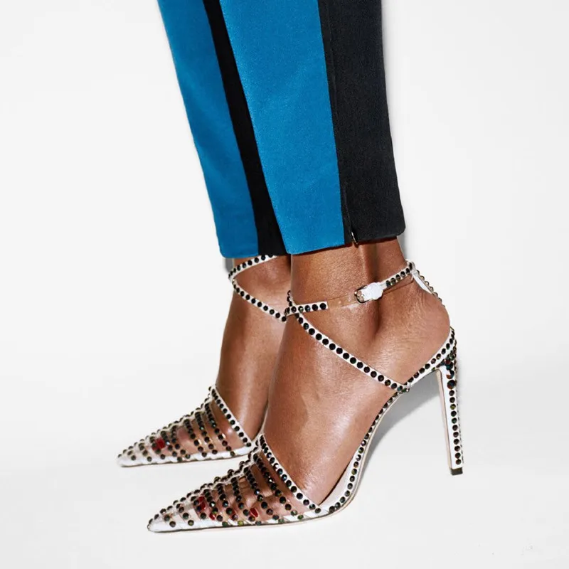 Clear PVC Shoes Woman Sandals Pointed Toe Mixed Colored Rhinestone Embellished Buckle Strap Stiletto High Heels 2019 Women Shoes
Clear PVC Shoes Woman Sandals Pointed Toe Mixed Colored Rhinestone Embellished Buckle Strap Stiletto High Heels 2019 Women Shoes
