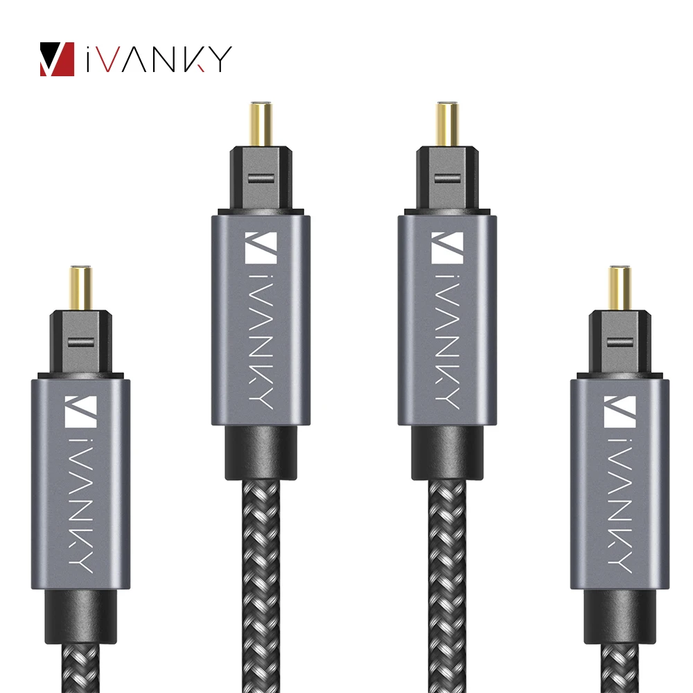 [Lifetime Warranty] iVANKY Optical Audio Cable Fiber Core AUX Digital Cord for Soundbar TV PS4-[2pcs/pack] |