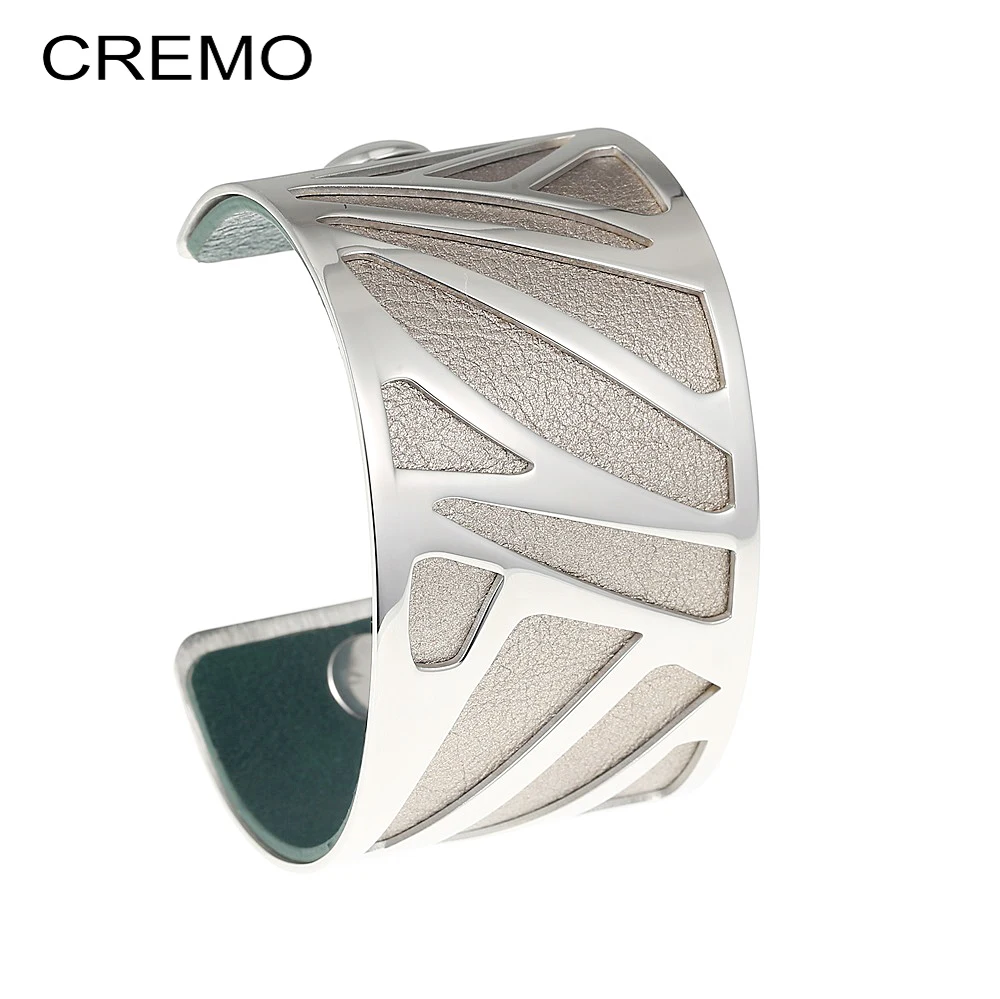 Cremo Ribbon Cuff Bangles Stainless Steel Bracelet Femme Opening Ribbon Bangle Reversible 40mm Leather Bracelet Hollow Bangles
Cremo Ribbon Cuff Bangles Stainless Steel Bracelet Femme Opening Ribbon Bangle Reversible 40mm Leather Bracelet Hollow Bangles