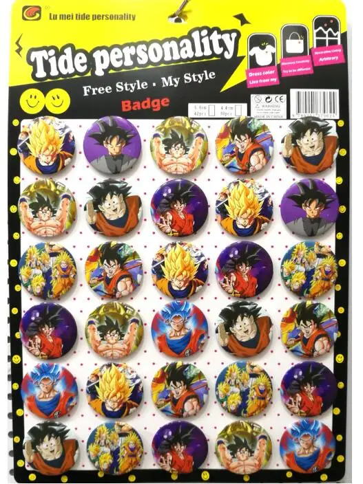 New 30pcs/lot Japanese anime Dragon ball mix Round Brooch Button Pin 4.4 cm DIY Clothing decoration party kids Gifts D-02 | Украшения и