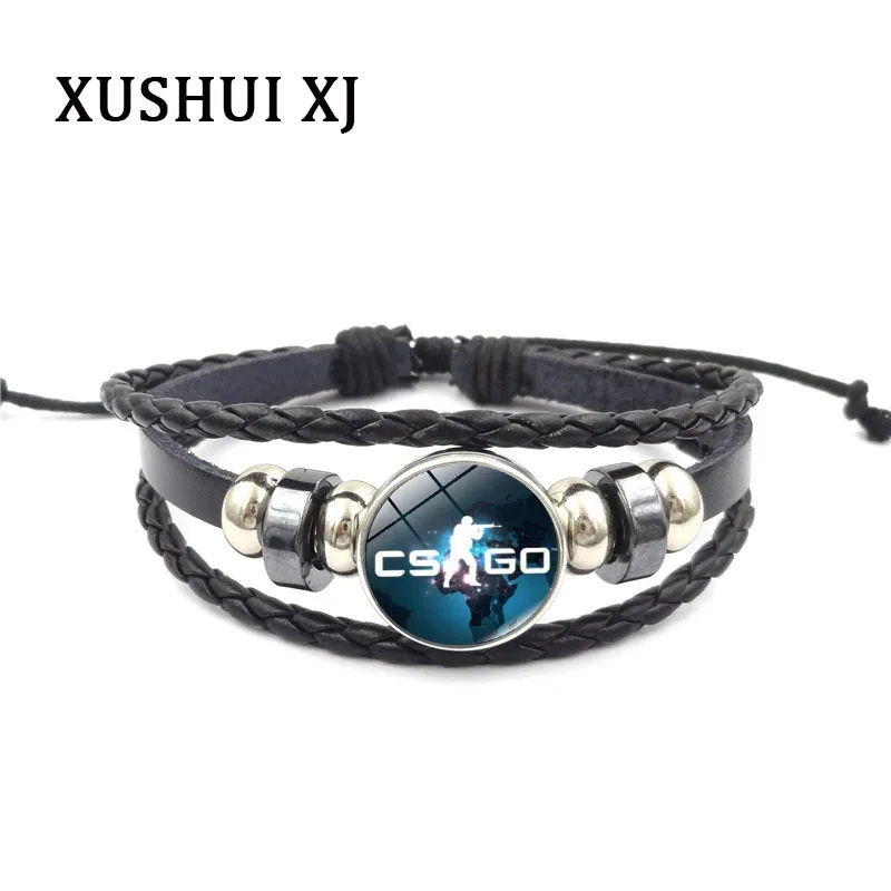 Games CS GO Glass Buckle Charm Bracelet Retro Punk Jewelry DIY Handmade Braided Black Multilayer Leather Bracelet Men Women Gift
Games CS GO Glass Buckle Charm Bracelet Retro Punk Jewelry DIY Handmade Braided Black Multilayer Leather Bracelet Men Women Gift