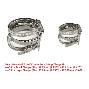 10PCS Universal Adjustable AXLE CV Joint Boot Crimp Clamp Kit 31- 41mm 70- 125mm 5 Small +5 Big
10PCS Universal Adjustable AXLE CV Joint Boot Crimp Clamp Kit 31- 41mm 70- 125mm 5 Small +5 Big