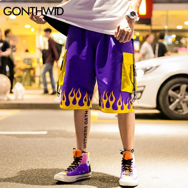 Мужские мешковатые шорты GONTHWID уличные в стиле хип хоп с несколькими карманами и