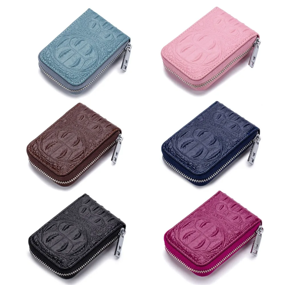 

11.5x7x2.5cm Women Men ID Credit Card Holder Business Pocket Case Zipper Purse Wallet Unisex