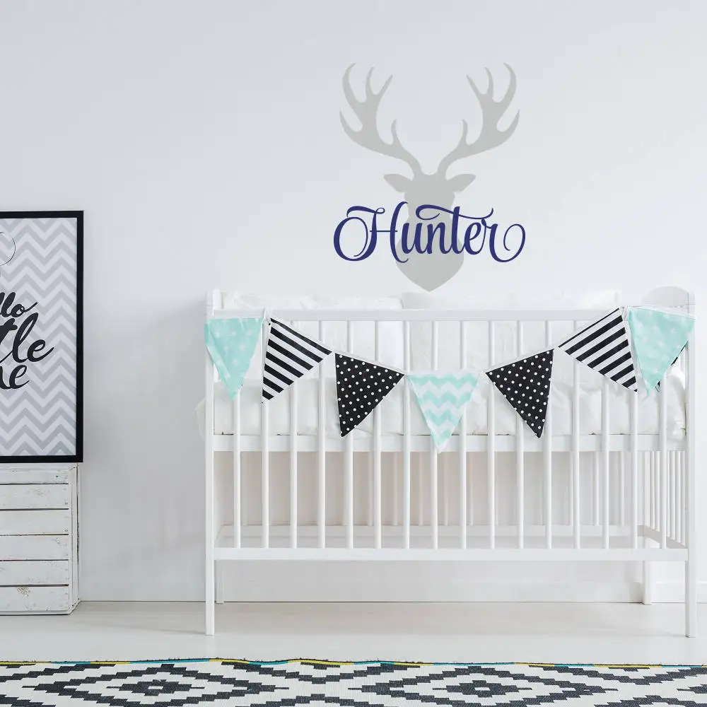 Customized Name Wall Sticker Deer Antlers Wall Decals Personalized Name Boys Room Hunting Themed Woodland Nursery Decor AY098
Customized Name Wall Sticker Deer Antlers Wall Decals Personalized Name Boys Room Hunting Themed Woodland Nursery Decor AY098