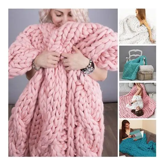 New Fashion Hand Chunky Knitted Blanket Thick Yarn Merino Wool Bulky Knitting Throw
New Fashion Hand Chunky Knitted Blanket Thick Yarn Merino Wool Bulky Knitting Throw