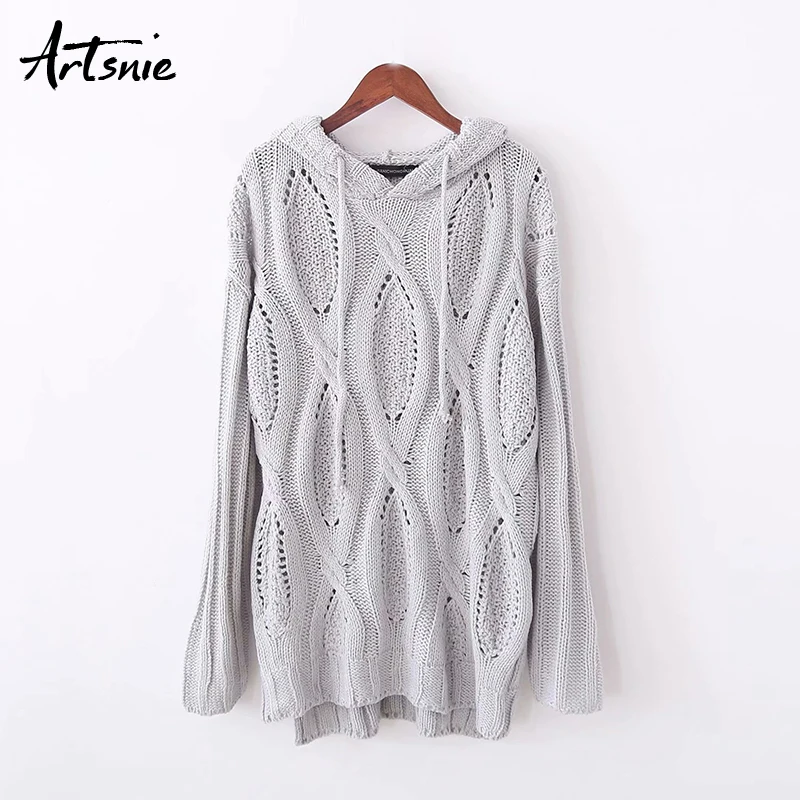 Artsnie Gray Hollow Out Hooded Casual Pullovers Women Autumn Winter 2018 Long Sleeve Knitted Sweaters Tricot Pull Femme Jumper
Artsnie Gray Hollow Out Hooded Casual Pullovers Women Autumn Winter 2018 Long Sleeve Knitted Sweaters Tricot Pull Femme Jumper