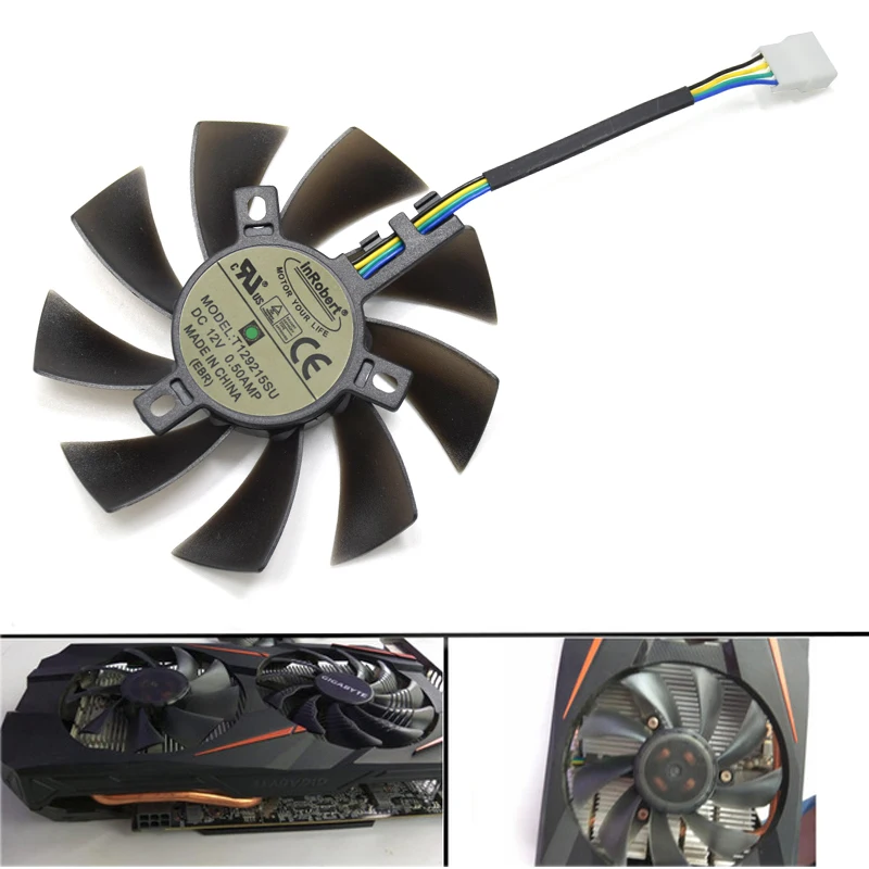 T129215SU fan For ASUS MSI Gigabyte GTX 1060 Mini 1050 960 460 570 580 R9 290X