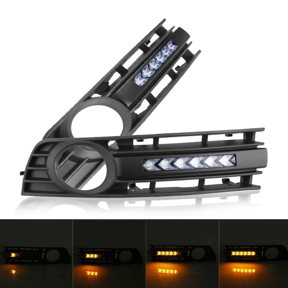 Front Bumper Fog Light Grill Grille Cover with Flowing LED Turn Signal Lamp DRL for Audi A4 B6 01-05 Front Bumper Light Grills
Front Bumper Fog Light Grill Grille Cover with Flowing LED Turn Signal Lamp DRL for Audi A4 B6 01-05 Front Bumper Light Grills