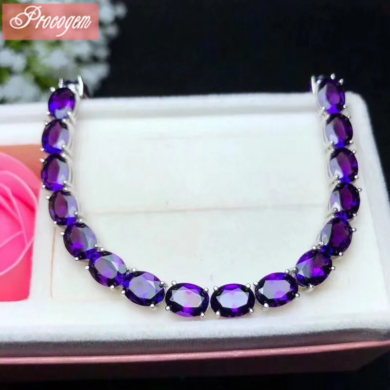 Natural Amethyst Bracelets for Women 6x8mm 1.25ctx20pcs Genuine Gemstone Graceful Chain Bracelets 925 silver fine Jewelry #264
Natural Amethyst Bracelets for Women 6x8mm 1.25ctx20pcs Genuine Gemstone Graceful Chain Bracelets 925 silver fine Jewelry #264