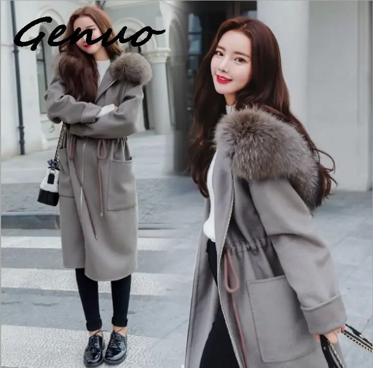 Genuo New 2019 Casual Loose Long Woolen Winter Coats Zipper Hooded Wool Coat and Jacket Sashes Pockets Solid Ladies Coats
Genuo New 2019 Casual Loose Long Woolen Winter Coats Zipper Hooded Wool Coat and Jacket Sashes Pockets Solid Ladies Coats