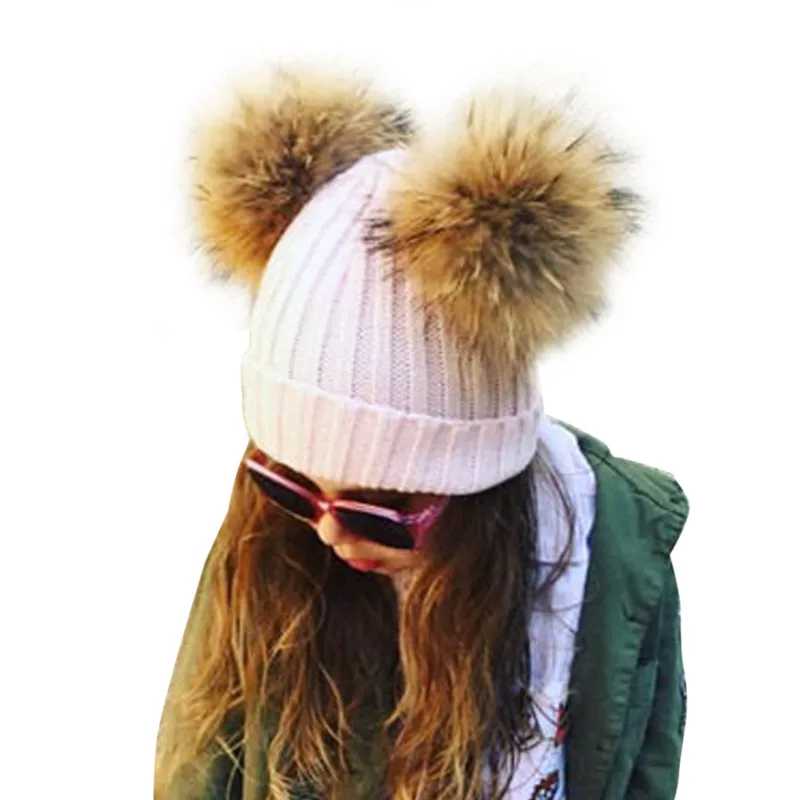Double Real Raccoon Fur Hat Kids Winter Hat Boys Girls Beanies Wool Knitted Fur Pom Pom Hat Children Caps Bonnet Gorros W0
Double Real Raccoon Fur Hat Kids Winter Hat Boys Girls Beanies Wool Knitted Fur Pom Pom Hat Children Caps Bonnet Gorros W0
