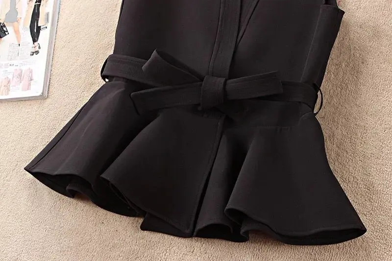 Autumn Waistcoat Women Vest Lace Ruffles Slim Coats