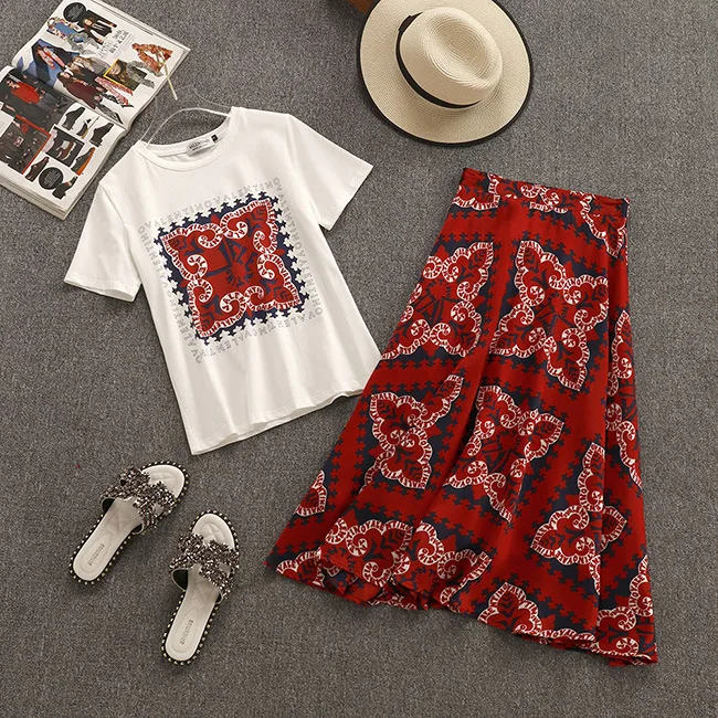 New Women Second -hand Set Summer Casual Clothing Pak 2019 Slim Printed T -shirt + Mid -calf Swing Rok
New Women Second -hand Set Summer Casual Clothing Pak 2019 Slim Printed T -shirt + Mid -calf Swing Rok