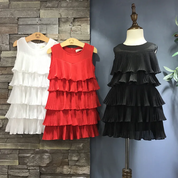 Летнее однотонное платье для девочек Новинка 2018 года детская одежда с круглым