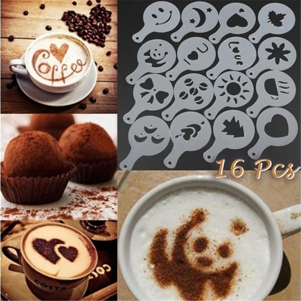 16Pcs Plastic Cappuccino Coffee Foam Spray Template Stencils DIY Decorating Printing Mold Barista Tools16Pcs Tools
16Pcs Plastic Cappuccino Coffee Foam Spray Template Stencils DIY Decorating Printing Mold Barista Tools16Pcs Tools