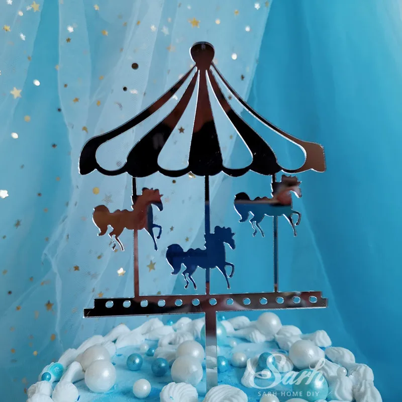 Gold Silver Acrylic Carousel Cake Topper for Party Decoration Dessert lovely Gifts
Gold Silver Acrylic Carousel Cake Topper for Party Decoration Dessert lovely Gifts