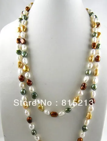 ddh00381 52'' 9MM coffee white green golden baroque freshwater pearl necklace 
ddh00381 52'' 9MM coffee white green golden baroque freshwater pearl necklace